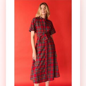 NWT Buru Donna Day Short Sleeve Contrast Bow Detail Stripe Print Shirt Dress